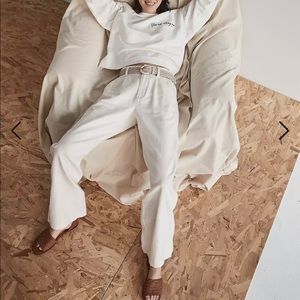 MADEWELL Petite Cotton-Linen Pleated Wide-Leg Pants